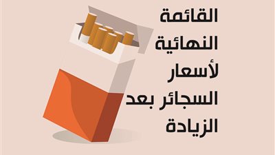 القائمة النهائية لأسعار السجائر بعد الزيادة