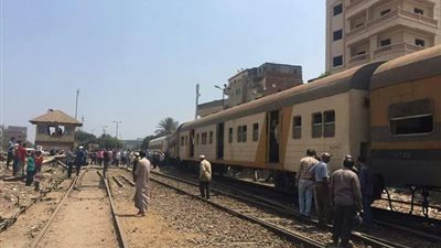 خروج قطار عن القضبان بدمياط