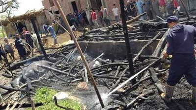 حريق في 3 حظائر ماشية بالمنوفية | صور