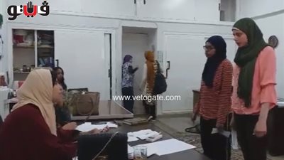 طالبات الثانوية يؤدين امتحان النطق والسمع بـ«تربية رياضية حلوان»
