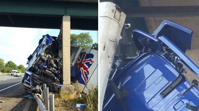 حادث مروع ببريطانيا يهدد بانهيار جسر بريستون (صور)