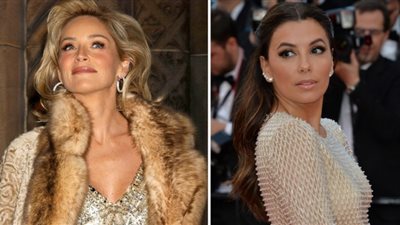 بالصور.. شارون ستون وإيفا لونجوريا يتبرعان بسراويلهما لللاجئين