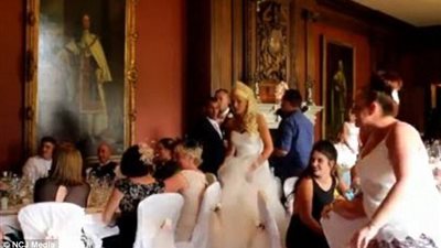 بالفيديو والصور.. سقوط «تورتة زفاف» ينتهي بمفاجأة للعروس