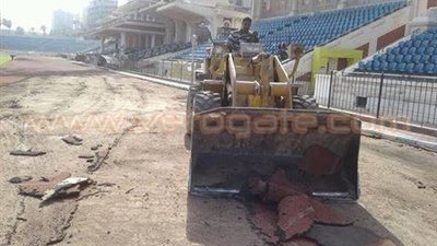 بالصور.. بدء أعمال التطوير باستاد الإسكندرية