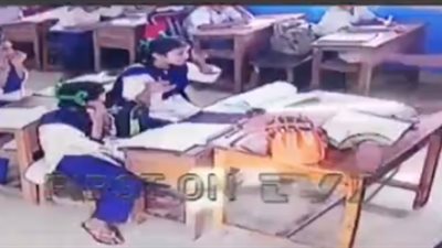 لحظة سقوط مروحة فوق رأس طالبة (فيديو)