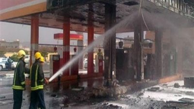 انتداب المعمل الجنائي لفحص موقع حريق في محطة وقود بالقليوبية