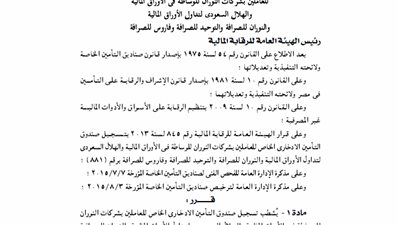 قرار شطب تسجيل صندوق إدخار العاملين بشركات النوران للأوراق المالية