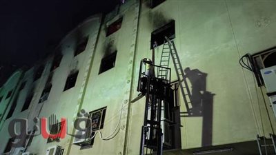 الحماية المدنية تجرى عمليات تبريد لحريق  كنيسة مارمينا بالعمرانية | صور