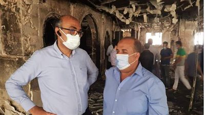 بعد اندلاع حريق بها .. نواب الجيزة في زيارة كنيسة رئيس الملائكة بالعمرانية