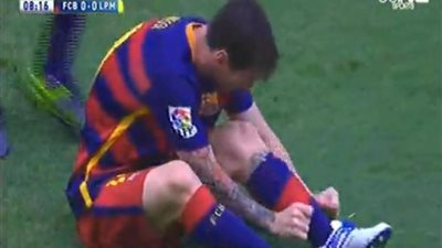 بالفيديو.. «برشلونة» يخسر خدمات «ميسى» 8 أسابيع للإصابة