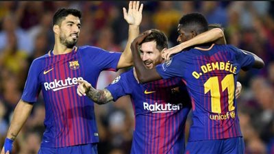 ميسي وسواريز وديمبلي في هجوم برشلونة أمام إشبيلية بالسوبر الإسباني