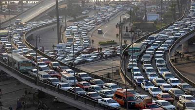 كثافات مرورية بكوبري أكتوبر أعلى منطقة رمسيس