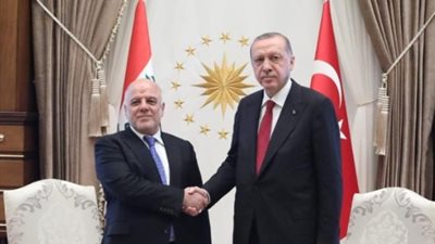 أردوغان يغازل رئيس وزراء العراق بالتعمير والمياه (صور)