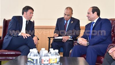 السيسي يستعرض المشروعات القومية مع رئيس وزراء إيطاليا