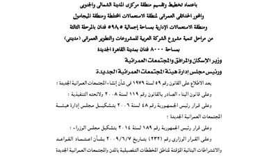 اعتماد تخطيط وتقسيم 598.5 فدان بالمرحلة الثالثة لتنمية مدينتى