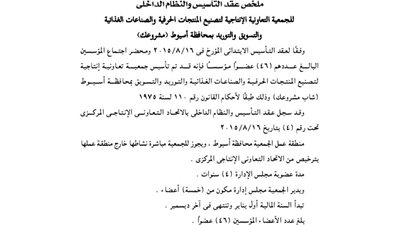 ملخص الجمعية الإنتاجية للصناعات الغذائية بمحافظة أسيوط «مشروعك»