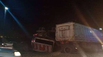 كثافات مرورية أعلى الطريق الدائري بسبب انقلاب سيارة