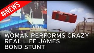 بالفيديو.. امرأة تقفز بسيارتها على طريقة 