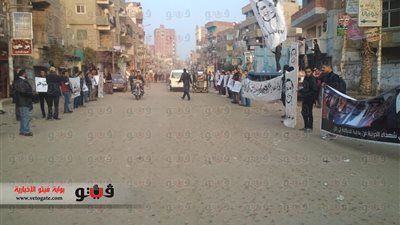 سلسلة بشرية بمنيا القمح إحياءً لذكرى استشهاد رامي الشرقاوي