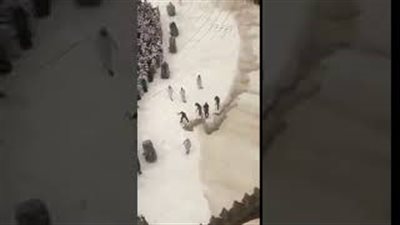 بالفيديو.. لحظة تنظيف صحن المطاف من مياه الأمطار بسرعة عالية