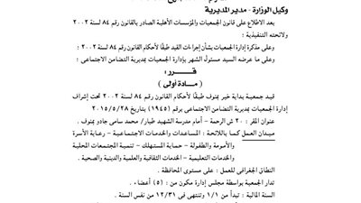 قيد جمعية بداية الخير بمنوف