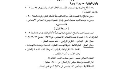 قيد جمعية تنمية وإصلاح المجتمع بالباتنون
