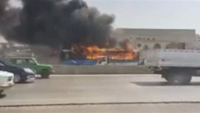 تفحم أتوبيس نقل عام أعلى دائرى مؤسسة الزكاة في المرج