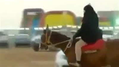 بالفيديو.. فتاة منتقبة تحتفل باليوم الوطني السعودي على حصان