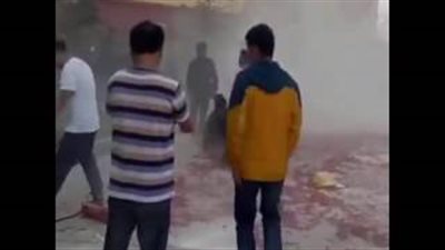 بالفيديو.. عريس كاد يفقد حياته بعد رش طفاية حريق في وجهه