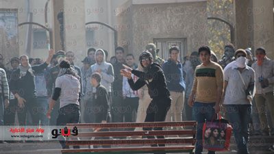 إصابة ضابط فى اشتباكات الأمن وطلاب الجماعة الإرهابية بـ