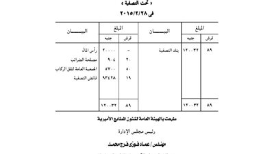 ميزانية تصفية الجمعية الإنتاجية لنقل الركاب بشبرا