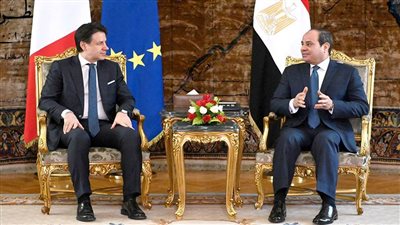 تفاصيل مباحثات السيسي ورئيس وزراء إيطاليا بالاتحادية| صور