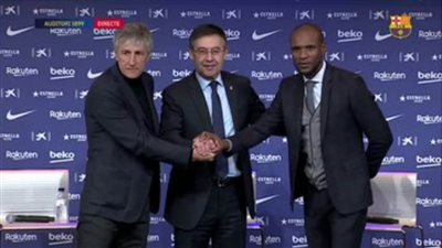 برشلونة يقدم مدربه الجديد كيكي سيتين| صور