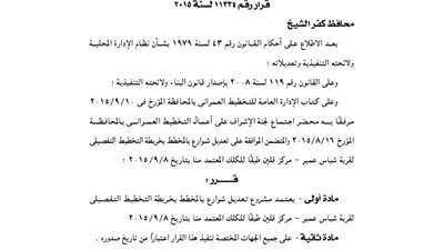 اعتماد تعديل وتقسيم مشروعين بمحافظة بكفر الشيخ