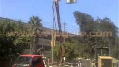 بالصور.. الوحدة المحلية بمنيا القمح تجري أعمال صيانة لأعمدة الإنارة