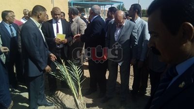 وزيرا الري والزراعة يغرسان نخلة في مدرسة بالوادي الجديد