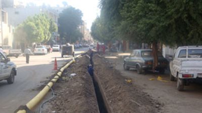شلل مروري بمدخل الإسماعيلية بسبب تركيب مواسير غاز