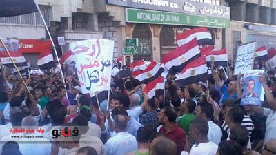 اشتباكات في مسيرة دعم الدستور بدكرنس بسبب شعار رابعة