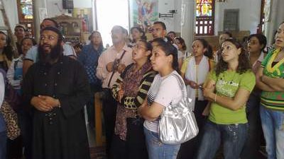 توافد الأقباط إلى دير الأنبا برسوم بالمعصرة