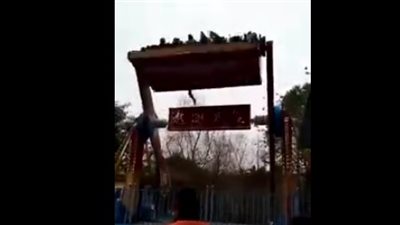 لحظة سقوط شاب من لعبة ملاهي (فيديو)