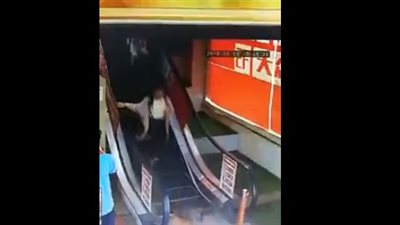 لحظة اعتداء رجل على امرأة داخل مول (فيديو)