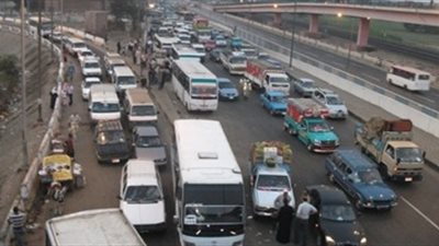 كثافة مرورية أعلى الطريق الدائري بمسطرد