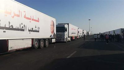 منفذ رفح يستقبل وفد النواب و80 شاحنة مساعدات لتقديمها لغزة | صور