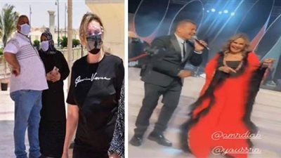 يسرا تبكي سمير غانم صباحًا وترقص على أغاني عمرو دياب ليلًا | فيديو وصور