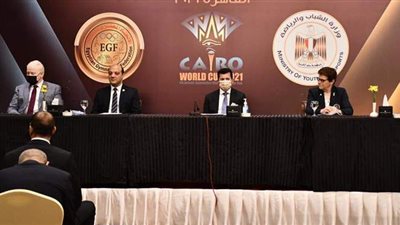 وزير الرياضة يشهد المؤتمر الصحفي لكأس العالم للجمباز الفني