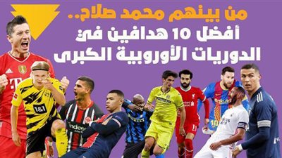 من بينهم محمد صلاح.. أفضل 10 هدافين في الدوريات الأوروبية الكبرى | إنفوجراف