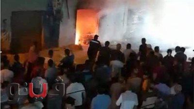 حريق هائل يلتهم محل دهانات في طنطا والدفع بـ4 سيارات إطفاء | صور