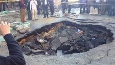 هبوط أرضي بشارع كريستال عصفور في شبرا الخيمة