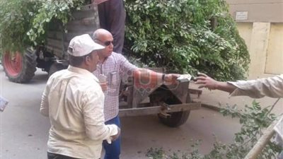 رئيس حي غرب المنصورة يوزع عصائر على عمال النظافة (صور)