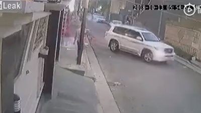 شاب يتسلق جدارا هربا من كلب شرس (فيديو)